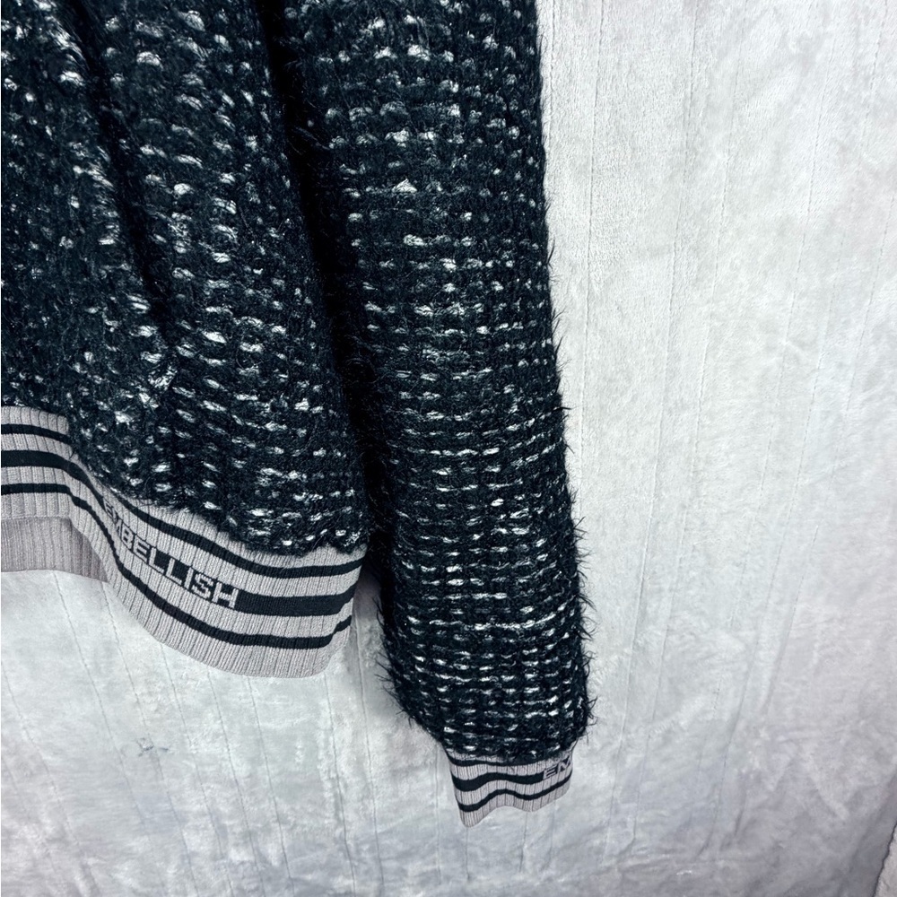 Embellish Textured Sweater Black White XL NWT long sleeve Knit Hoody - Picture 8 of 9